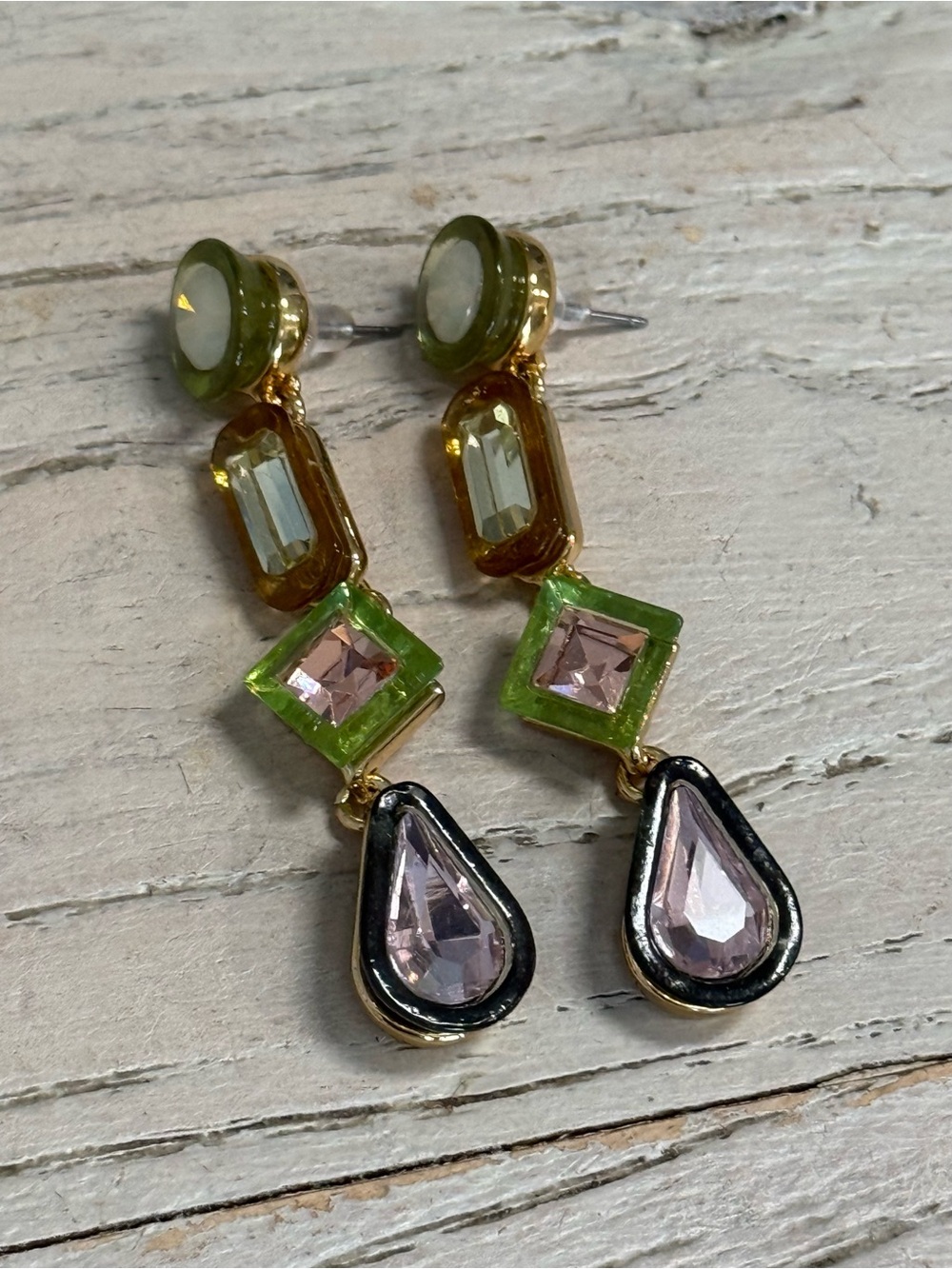 BaubleBar Multicolor Crystal Statement Drop Earrings Art Deco multicolor - Picture 3 of 7
